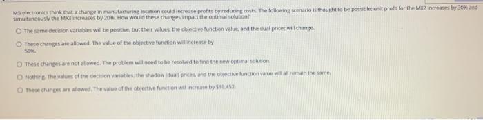 MS electronics think that change in manufacturing