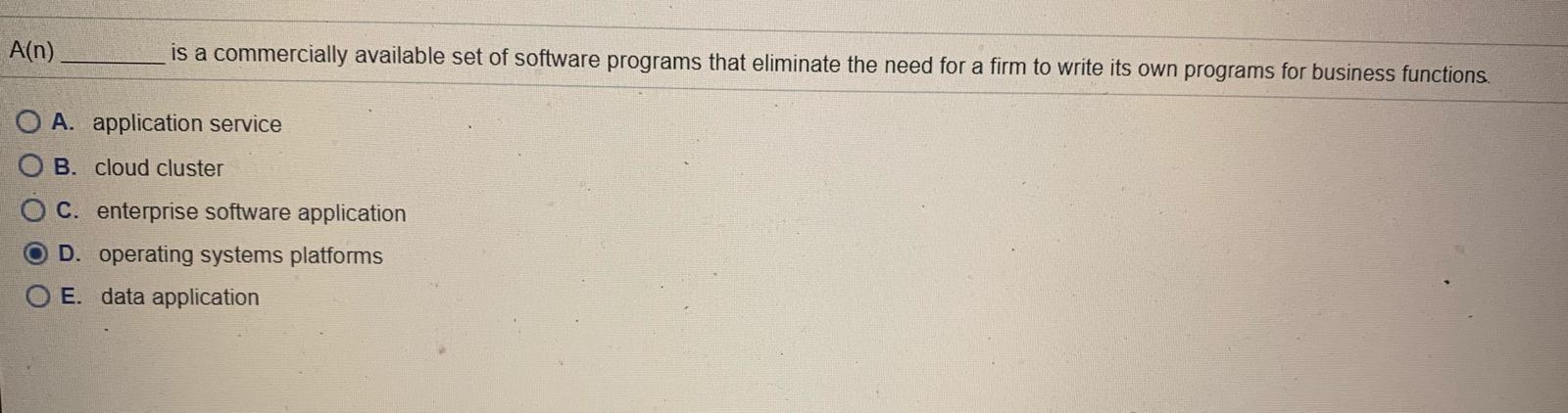 A(n) is a commercially available set of software