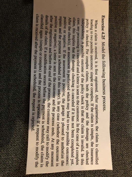 BPMN Exercise 4.25 Model the following business