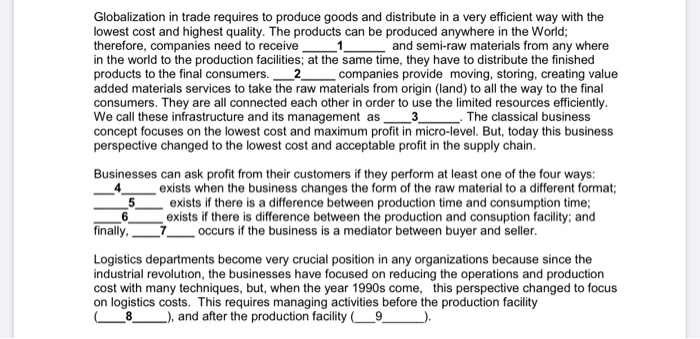 please answer the only 6 , 7 , 9 Globalization in