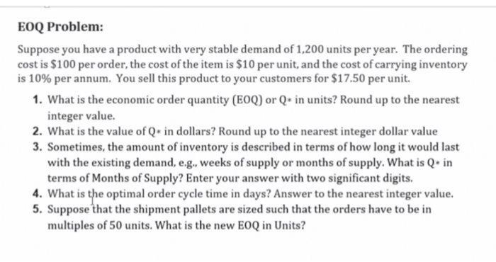 please answer all questions Asap Thank you! EOQ