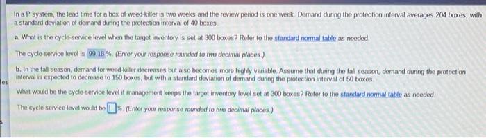 In a P system, the lead time for a box of