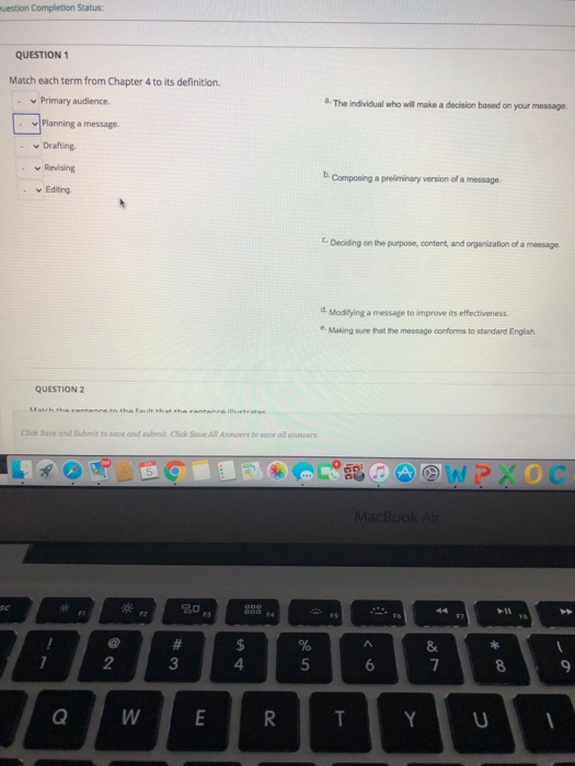 muestion Completion Status: QUESTION 1 Match each
