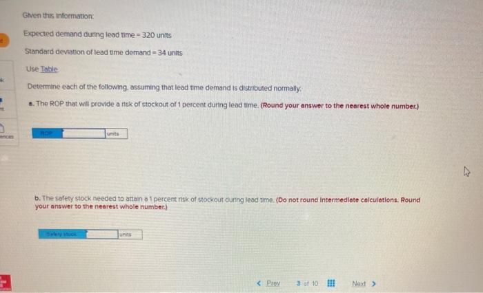 Given this information Expected demand during