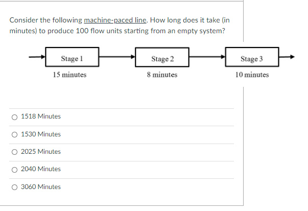 Consider the following machine-paced line. How