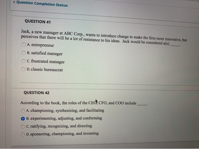 Question Completion Status: QUESTION 41 Jack, a