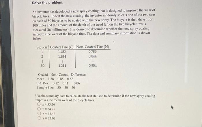 Solve the problem. An inventor has developed a