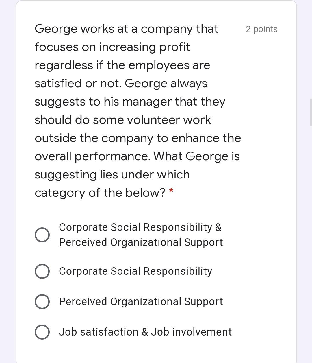 2 points George works at a company that focuses