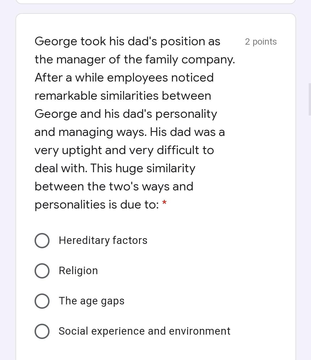2 points George works at a company that focuses