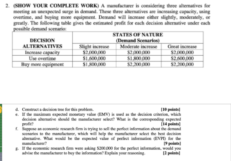 Please show all your work on how you got the