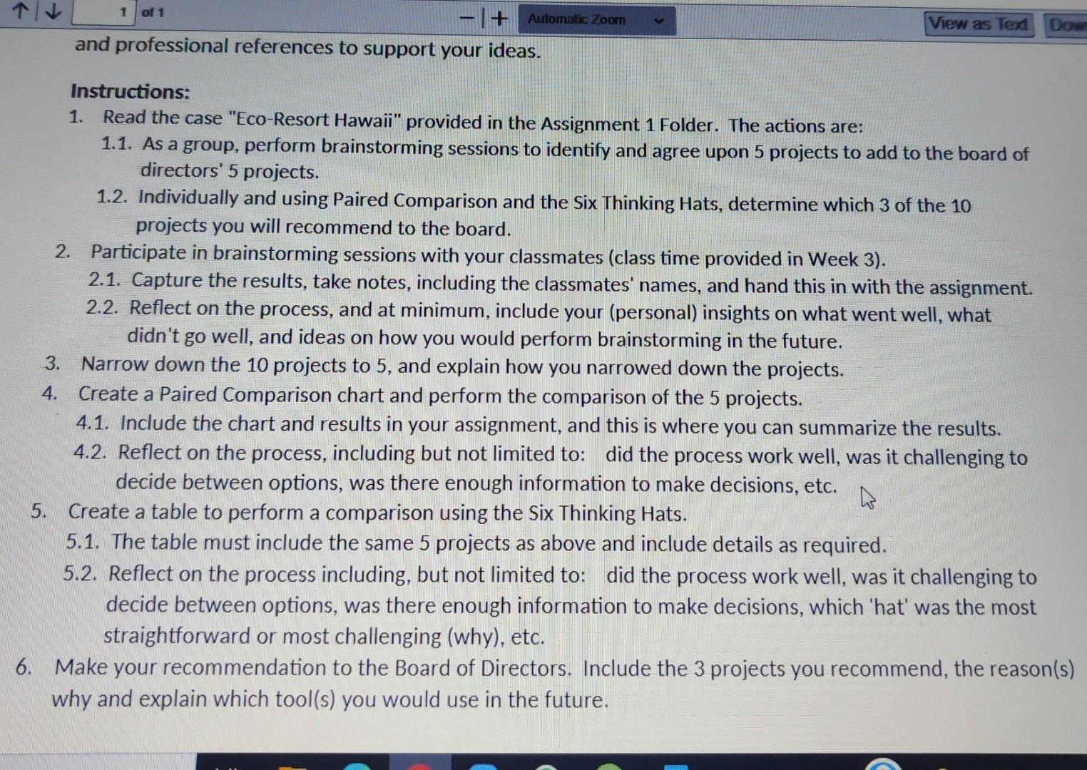 1 of 1 -+ Automatic Zoorn View as Text Down and