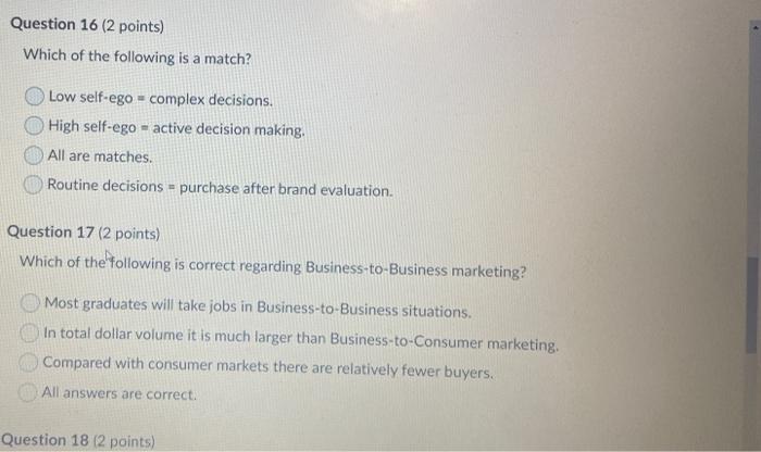 Question 14 (2 points) Which of the following is