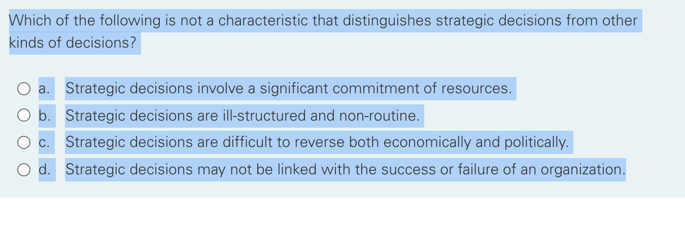 Which of the following is not a characteristic