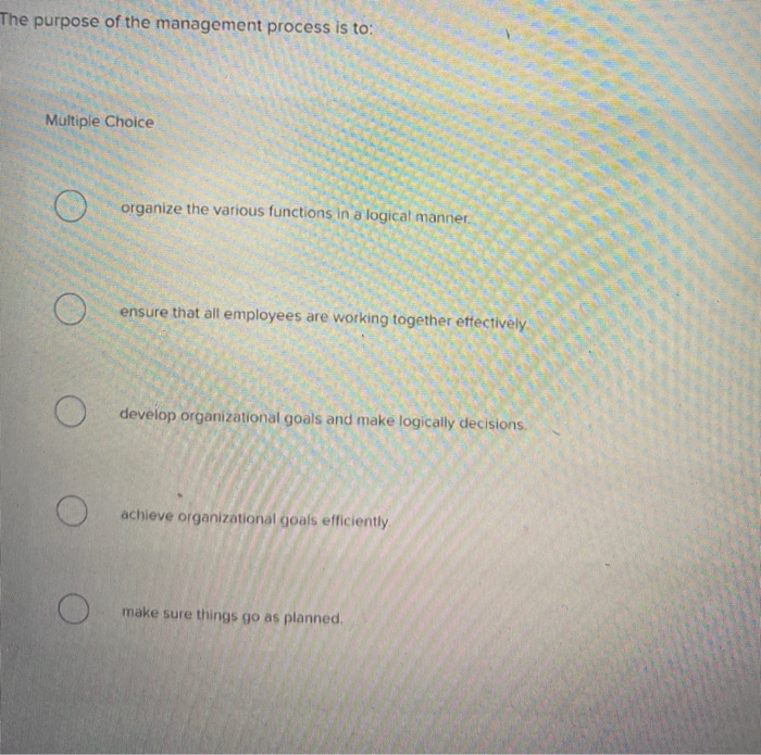 The purpose of the management process is to: