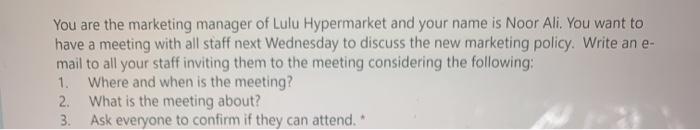 You are the marketing manager of Lulu Hypermarket