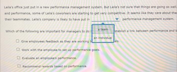 6. Rewarding performance Leila's office just put