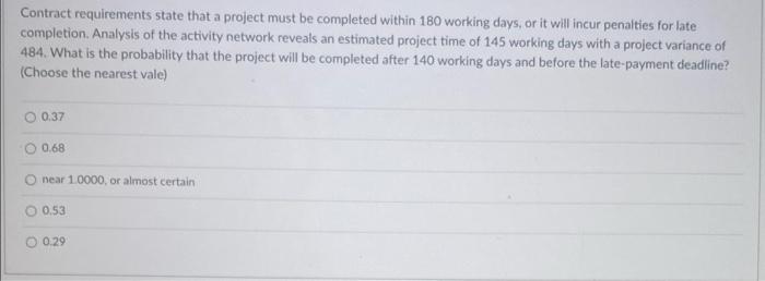 Contract requirements state that a project must