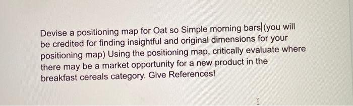 Devise a positioning map for Oat so Simple