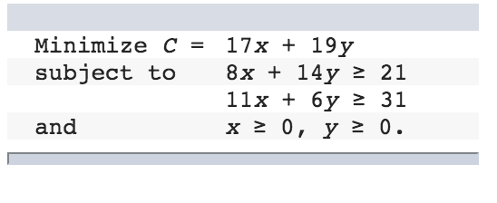 Find the optimal solution for the following