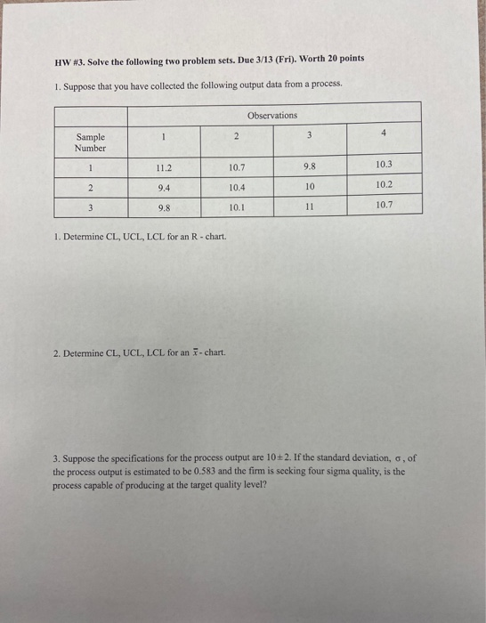 HW X3. Solve the following two problem sets. Due