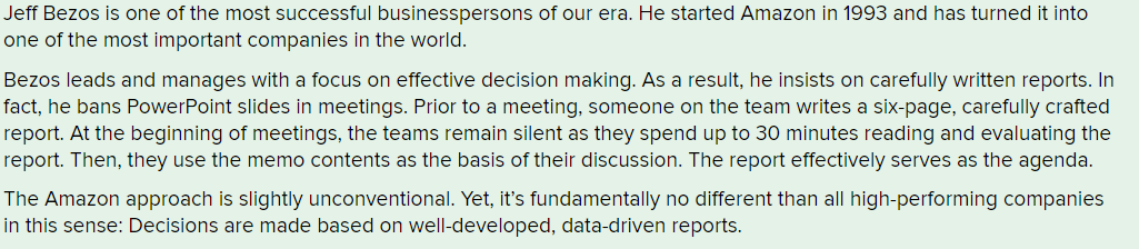 Why do you think Jeff Bezos bans PowerPoint