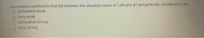 Correlation coefficients that fall between the