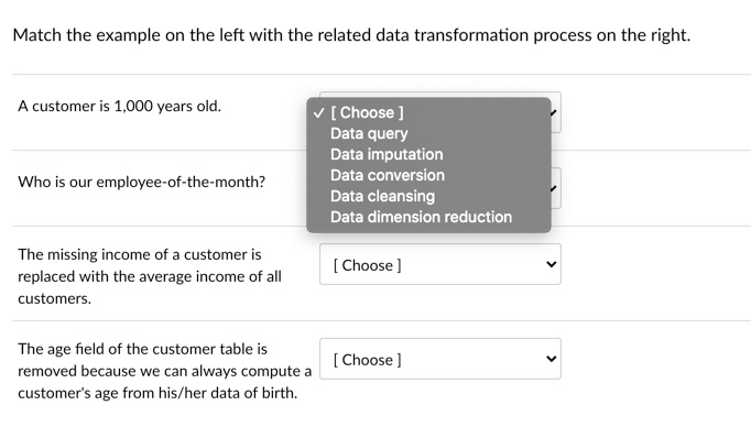 Match the example on the left with the related