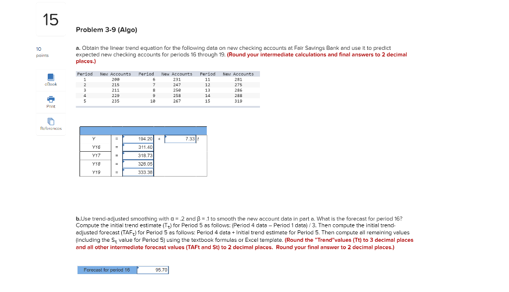 Show your work using EXCEL Formulas 15 Problem