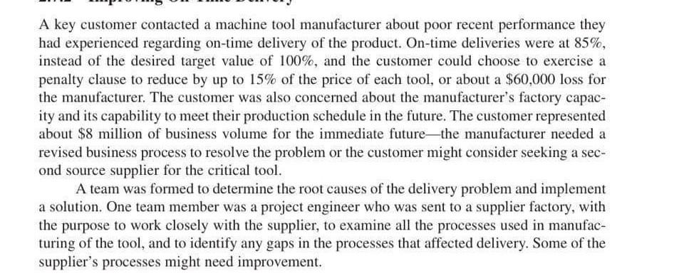 Please solve this problem A key customer