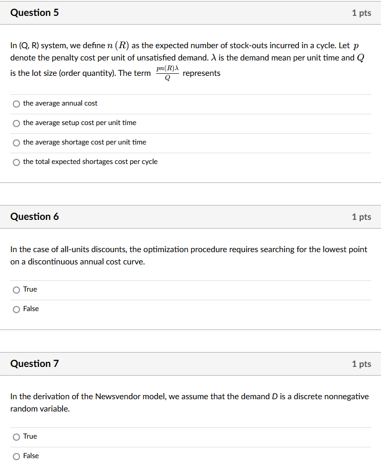 In (Q, R) system, we define n(R) as the expected