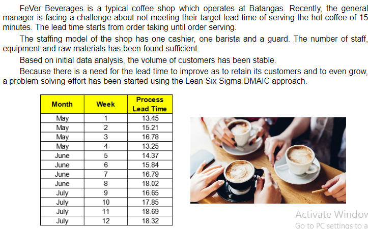 Create The process control plan for this case