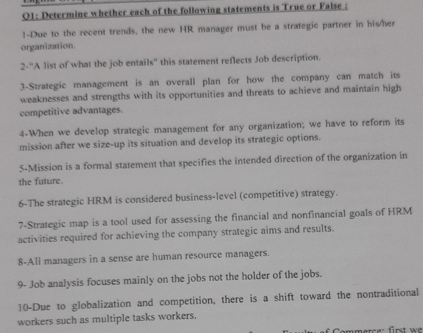 Q1: Determine whether each of the following