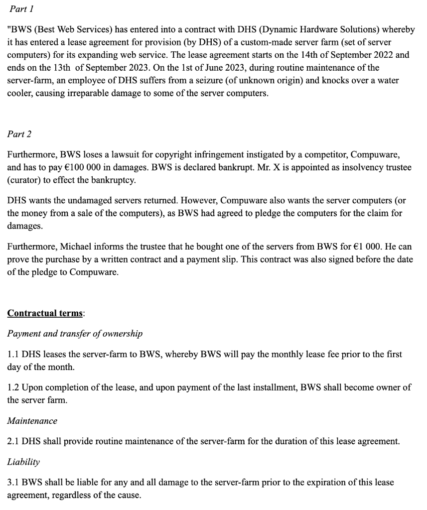 Please Answer: 1. Can BWS sue the employee on the