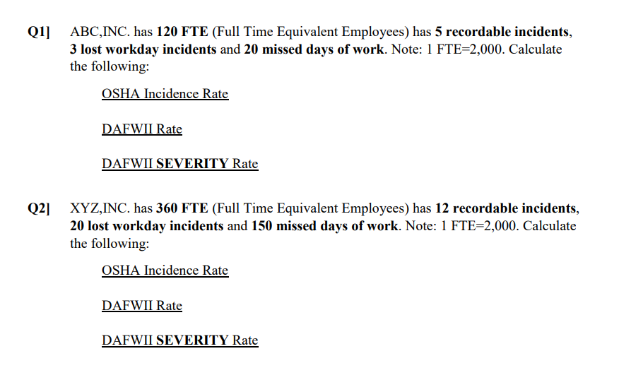 Q1] ABC,INC. has 120 FTE (Full Time Equivalent