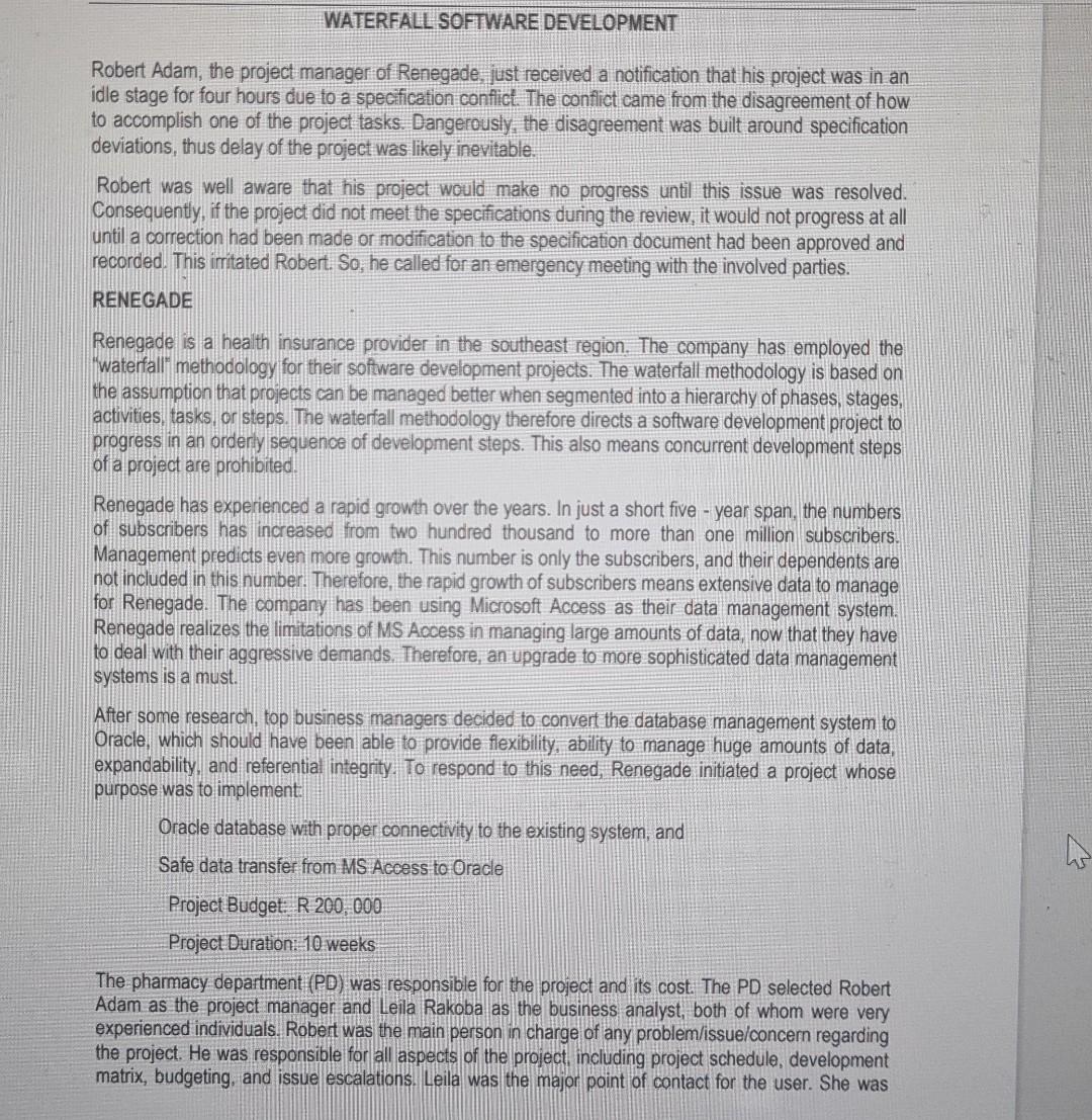 Using relevant examples, advise a project manager