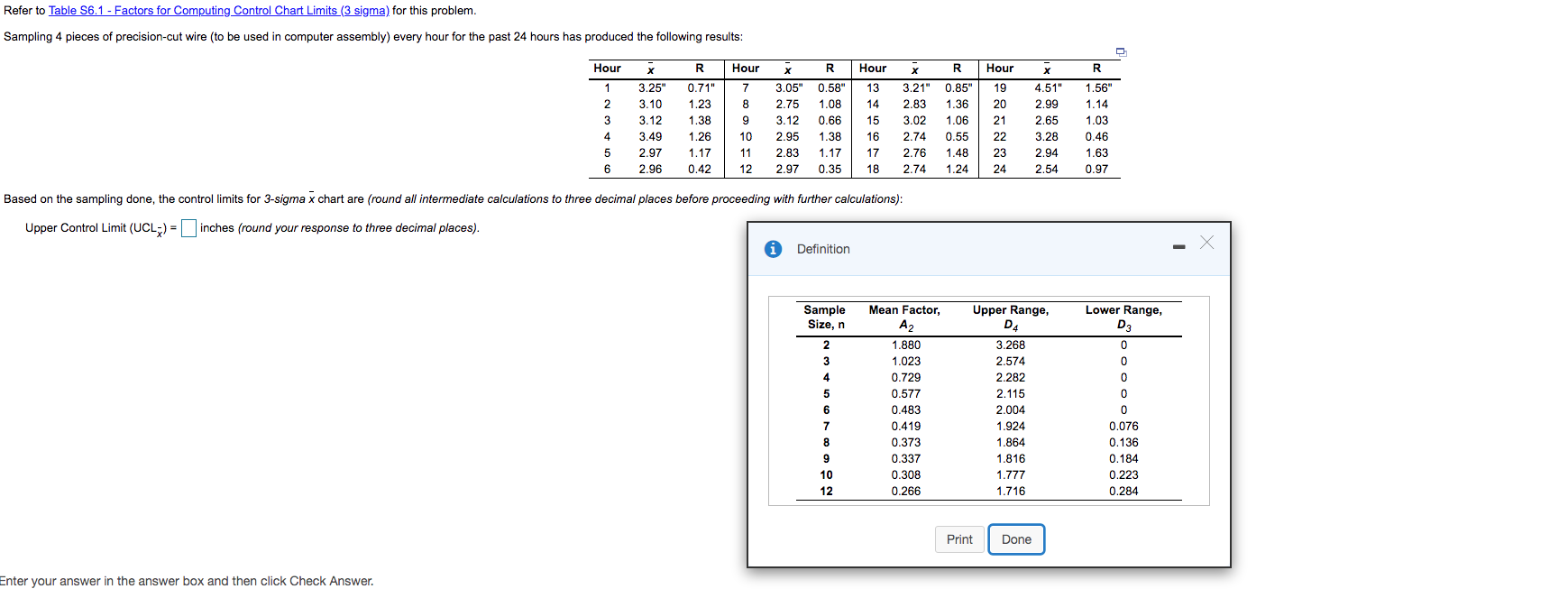 NNeeding the UCL Refer to Table 56.1 - Factors