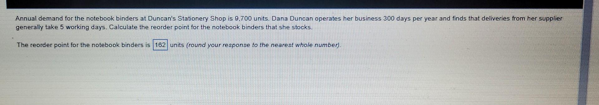 Annual demand for the notebook binders at