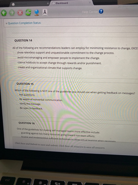 3 Blackboard Help Center ? Question Completion