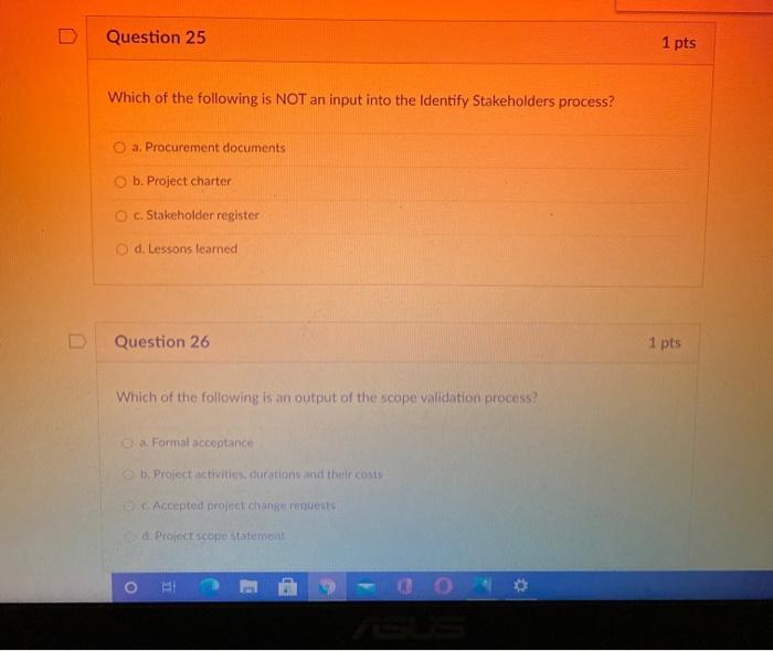 25/26 Question 25 1 pts Which of the following is