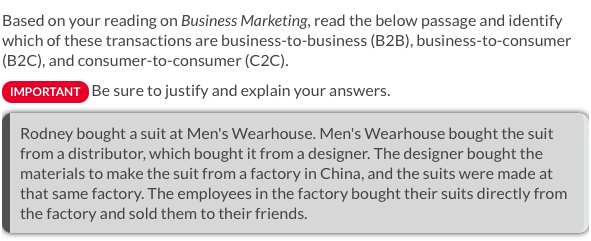 Based on your reading on Business Marketing, read