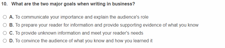 0. What are the two major goals when writing in