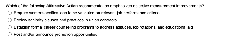 Which of the following Affirmative Action