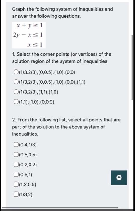 Graph the following system of inequalities and