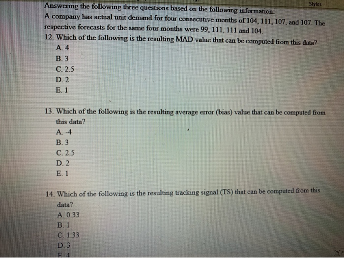 Styles Answering the following three questions