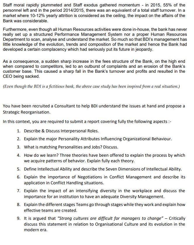 Case Study "Banque des Iles (BDI)" Banque des