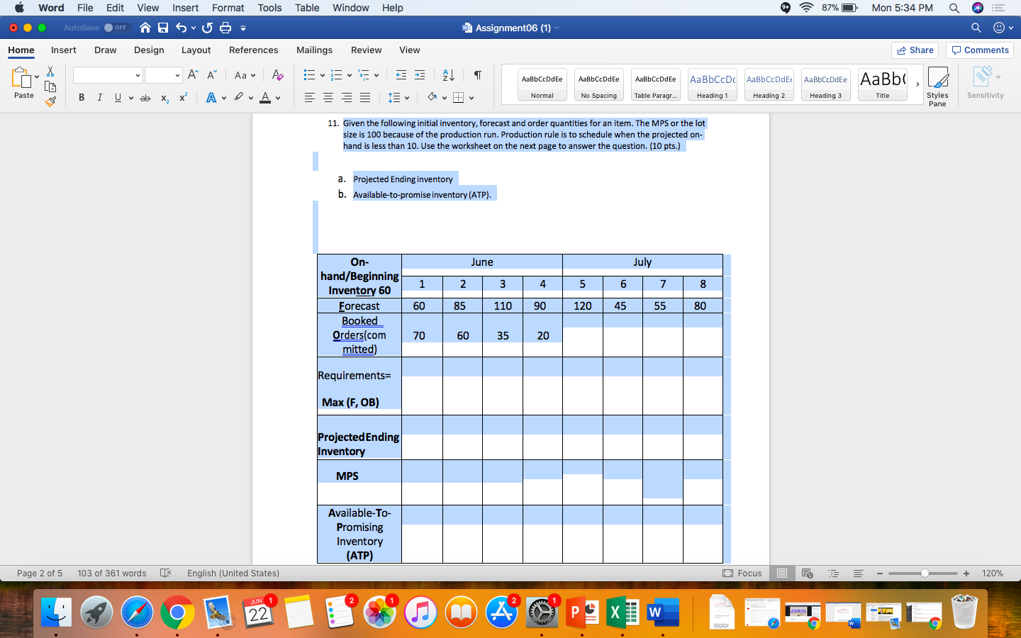 Word File Edit View Insert Format Tools Table