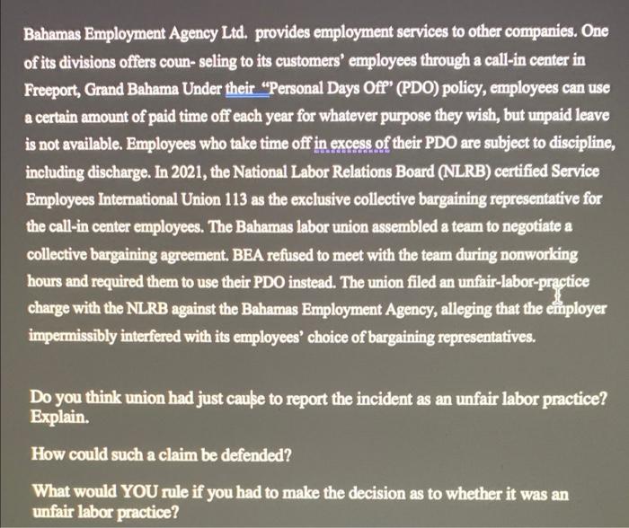 Bahamas Employment Agency Ltd. provides