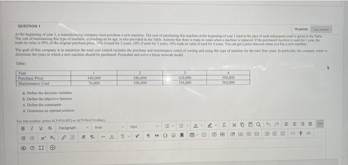 QUESTION 1 10 points At the beginning of year 1,