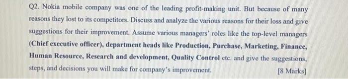 mechanical engineering Q2. Nokia mobile company