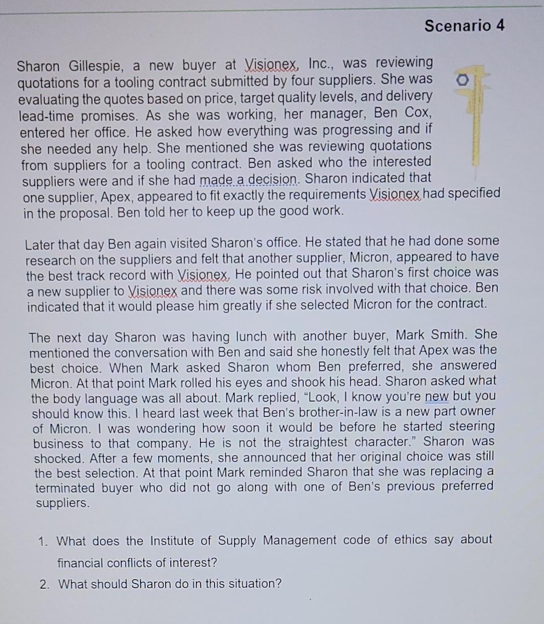Scenario 4 Sharon Gillespie, a new buyer at
